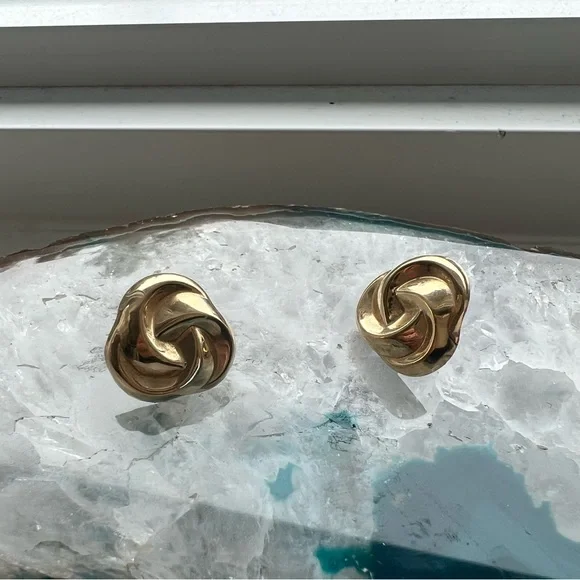 14k yellow gold earrings . - Picture 3 of 9